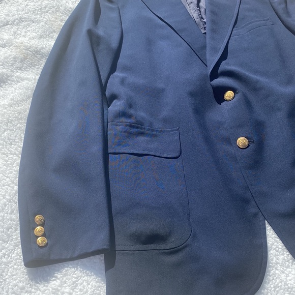 Navy Blazer antique designer Gold Buttons sport Coat 42 R - Picture 8 of 16